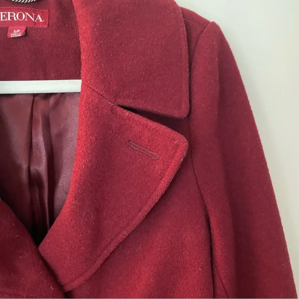 3 for $25! Merona Women's‎ Burgundy Double-Breasted Wool Blend Coat, size small